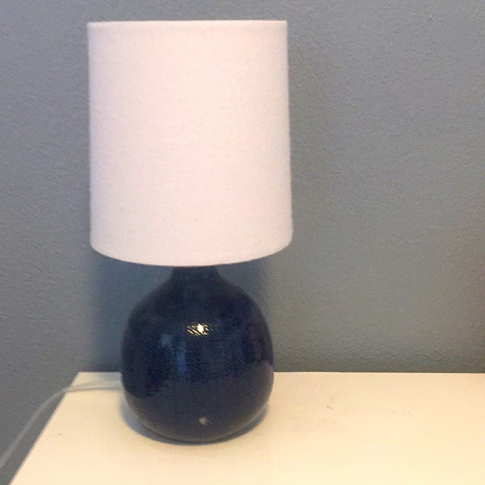Blue lamp with white top